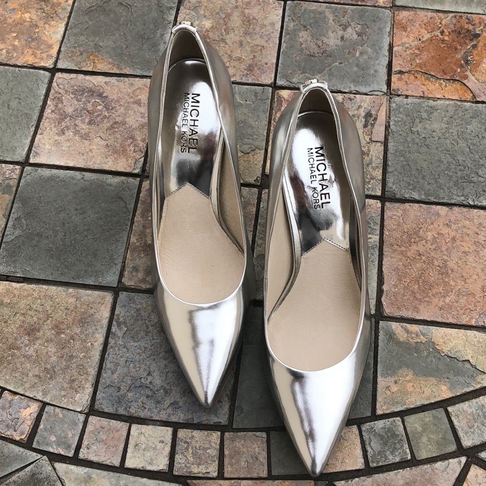 Brand New Michael Kors Chrome Heels 8